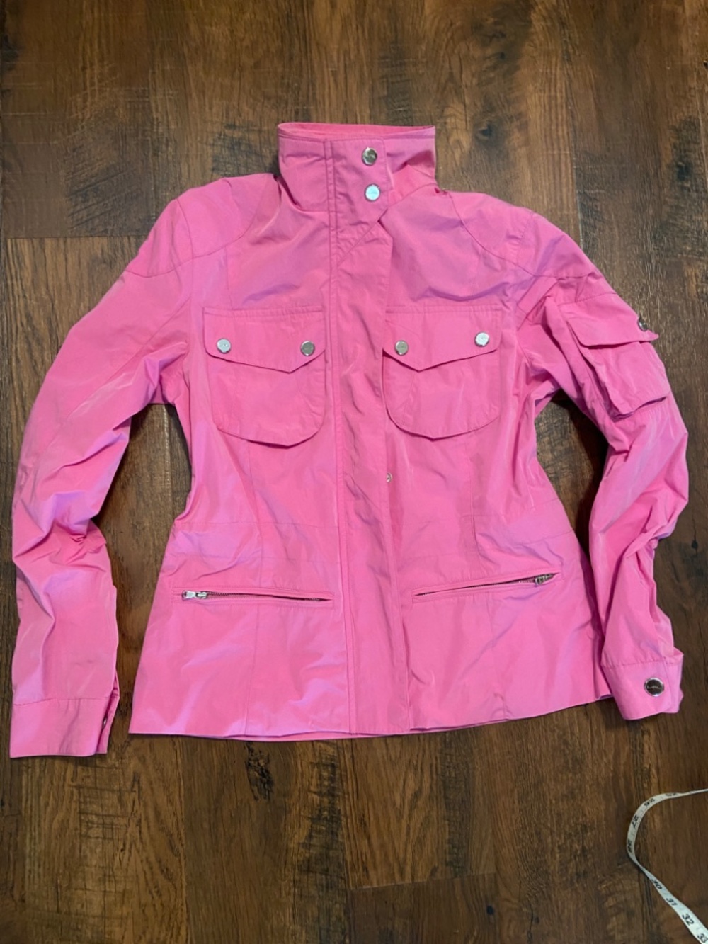 Like new  Ralph Lauren Women's  Pink Rain Coat Jacket Full Zip Snap Front Sz M